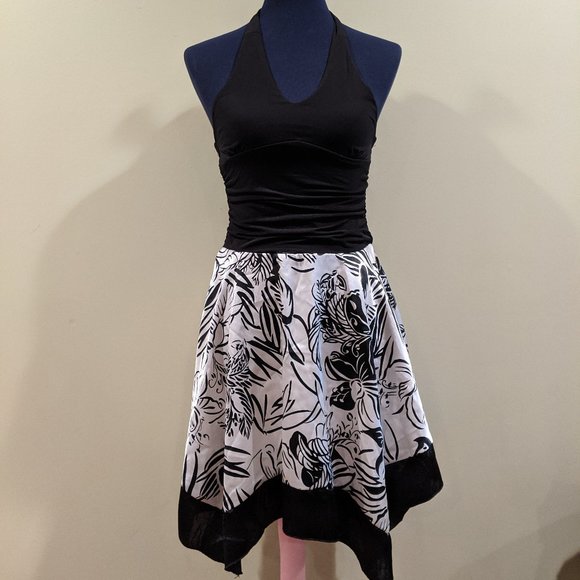 Girls Floral Leaf Halter Dress - Picture 1 of 9